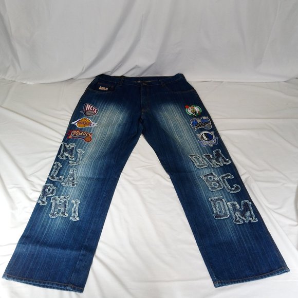 NBA UNK Denim Jeans Sz 40 Team Logo Patch - Picture 1 of 14
